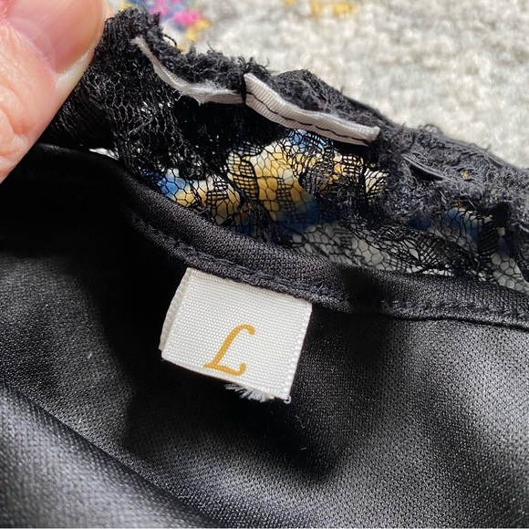 Vintage Y2K Black Sheer Lace Peasant Top Size Large - Picture 5 of 6